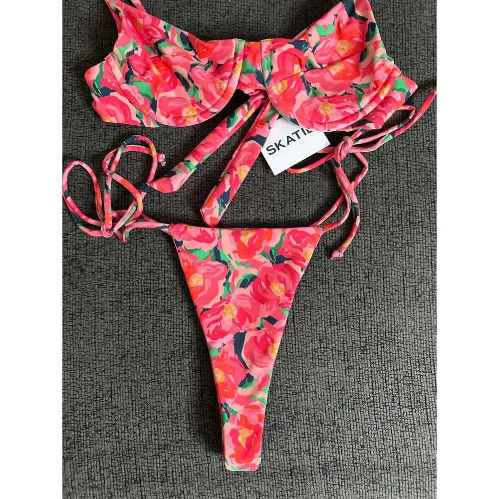 Skatie Katie Top Elsa Bottom Set in Winnetka Floral Print Womans XS/S NWT